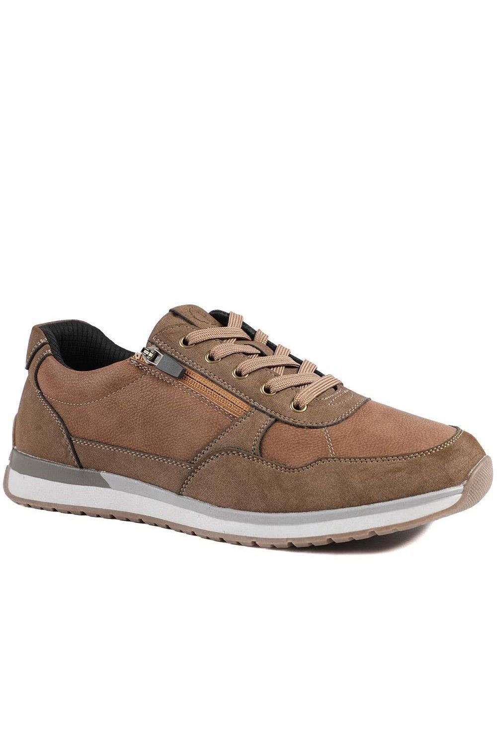 Pavers Pavers Men's Lace Up Trainer with Grip Sole in Brown - 1