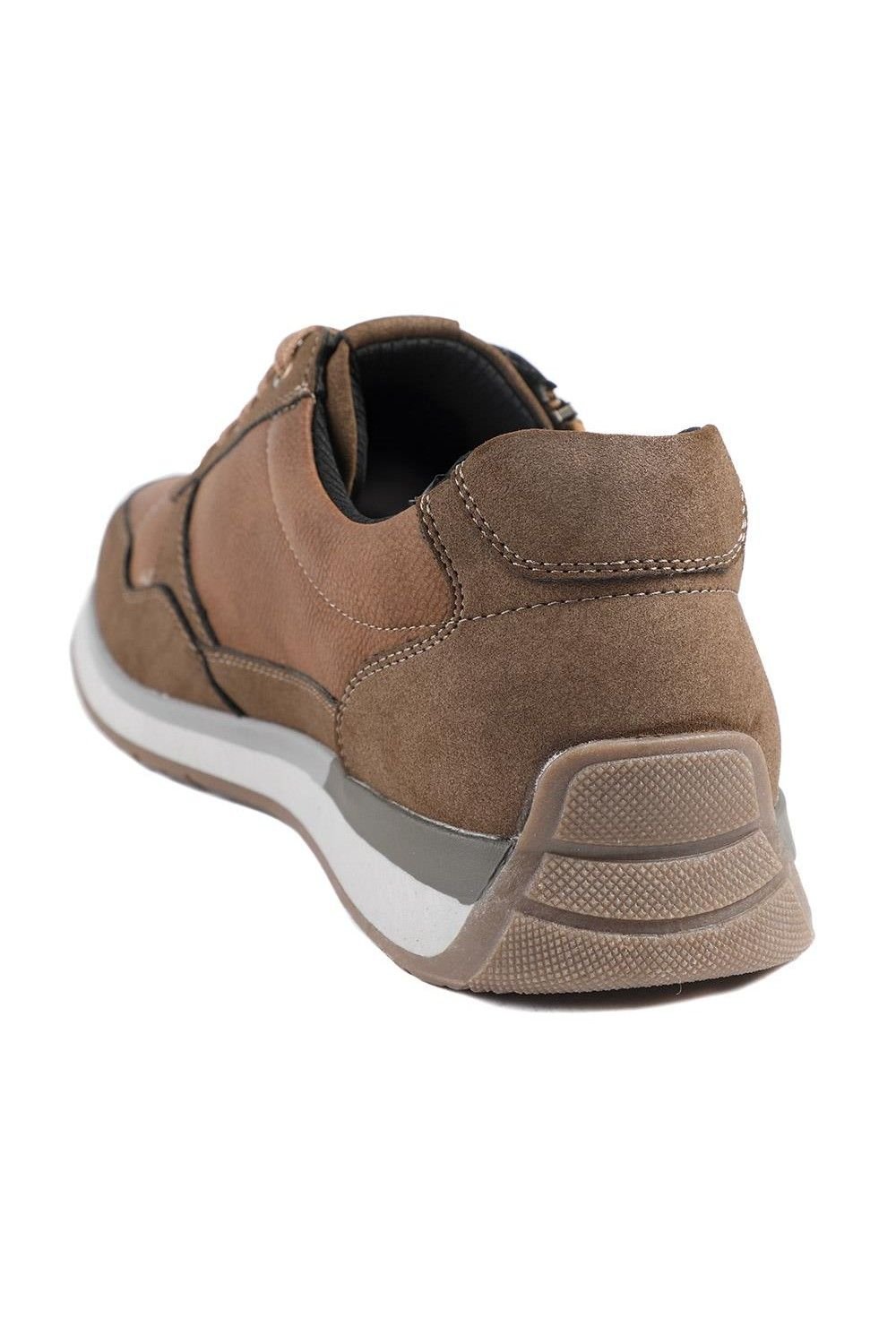 Pavers Pavers Men's Lace Up Trainer with Grip Sole in Brown - 3