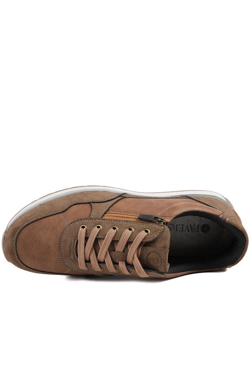Pavers Pavers Men's Lace Up Trainer with Grip Sole in Brown - 4