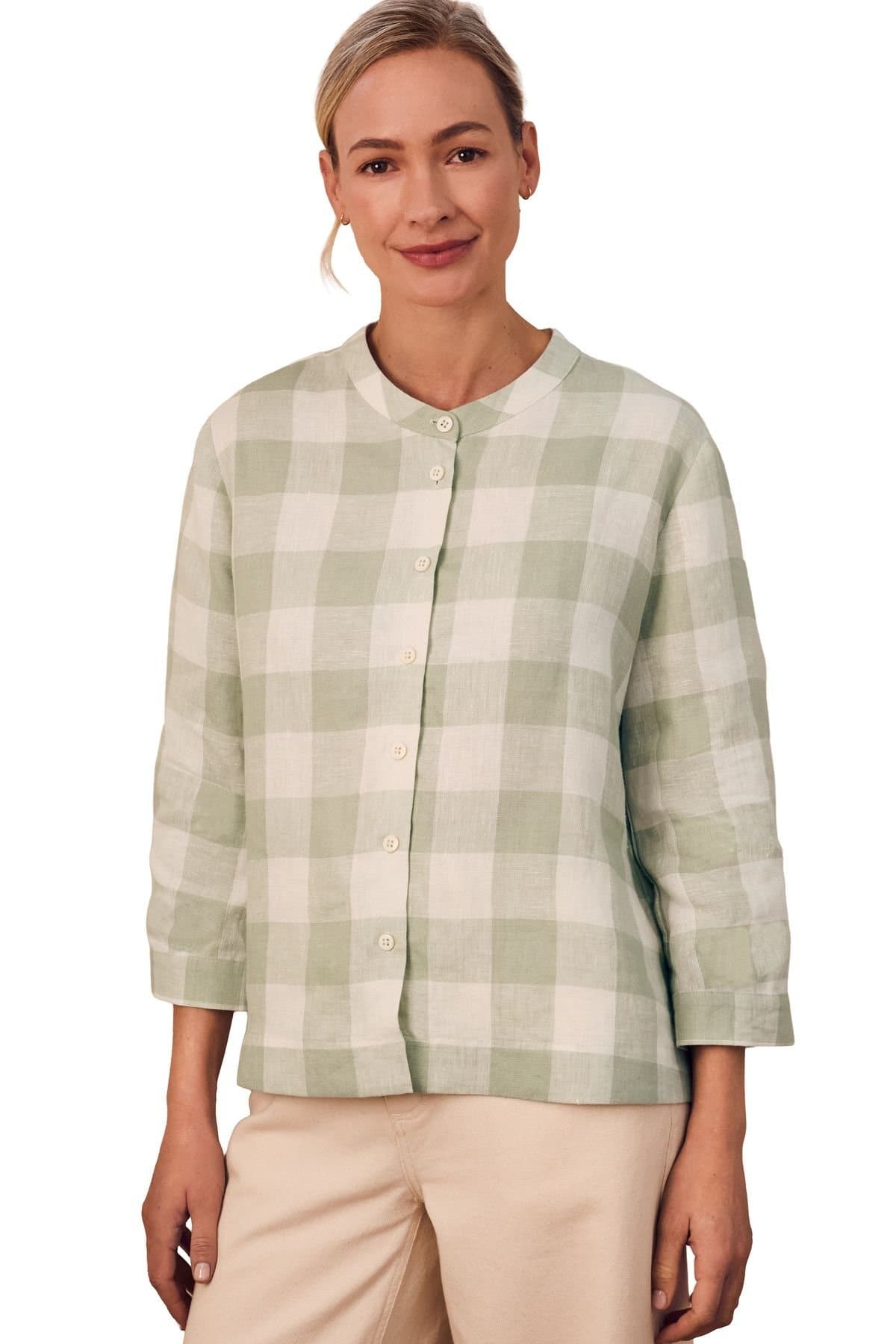 Celtic & Co Celtic & Co Women's Check Swing Blouse in Pale Green
