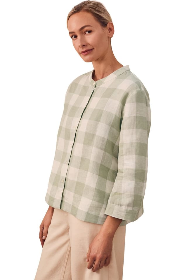 Celtic & Co Celtic & Co Women's Check Swing Blouse in Pale Green - 3