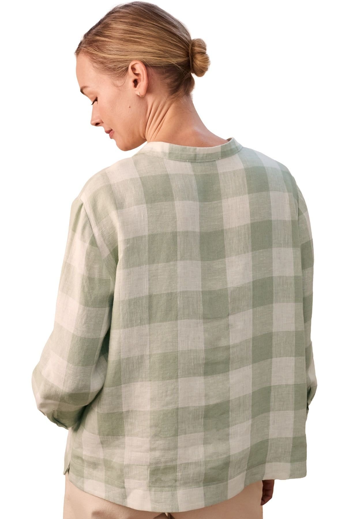 Celtic & Co Celtic & Co Women's Check Swing Blouse in Pale Green - 4