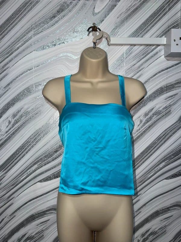 ASOS Design Blue Satin Square Neck Cami Top | Size UK 8 | NWOT