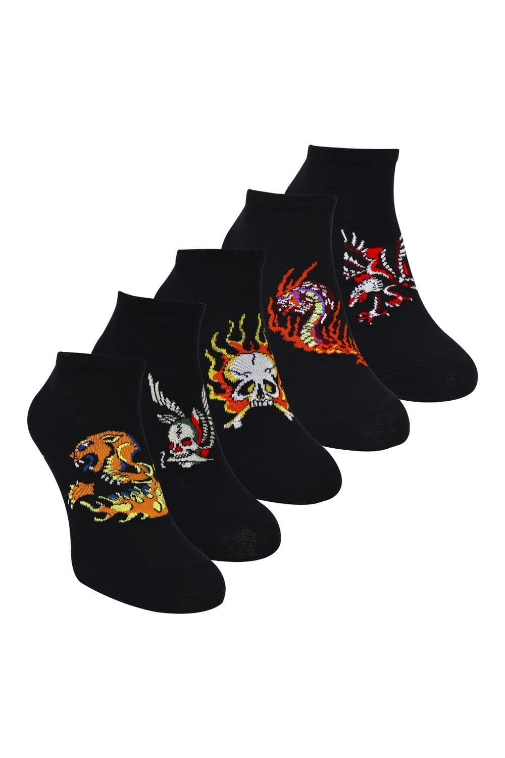 Ed Hardy Ed Hardy Men's 5 Pairs Black Low Cut Cotton Rich Trainer Liner Socks