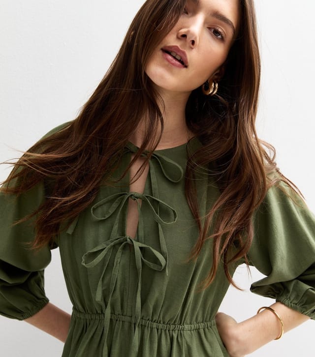 New Look Women's Khaki Bow Front Midi Dress New Look - 2
