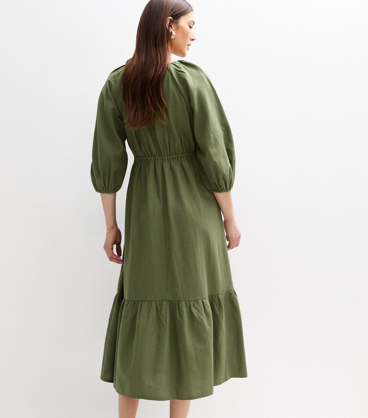 New Look Women's Khaki Bow Front Midi Dress New Look - 4