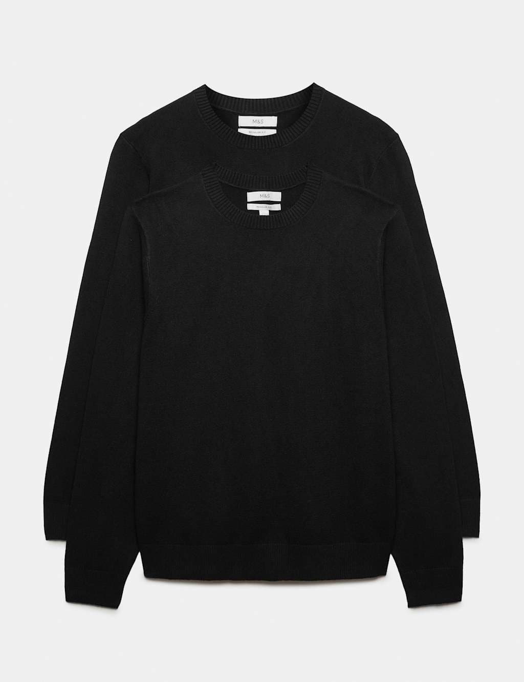 Marks & Spencer M&S 2 Pack Air Yarn Crew Neck Jumpers Black
