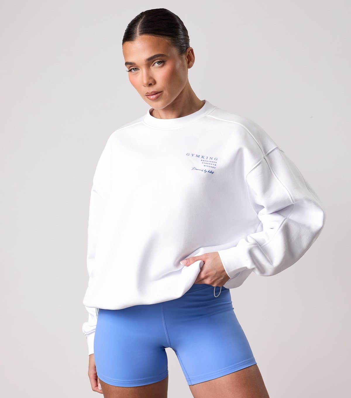 Gym King Women's White Define Crew Neck Sweatshirt Gym King New Look