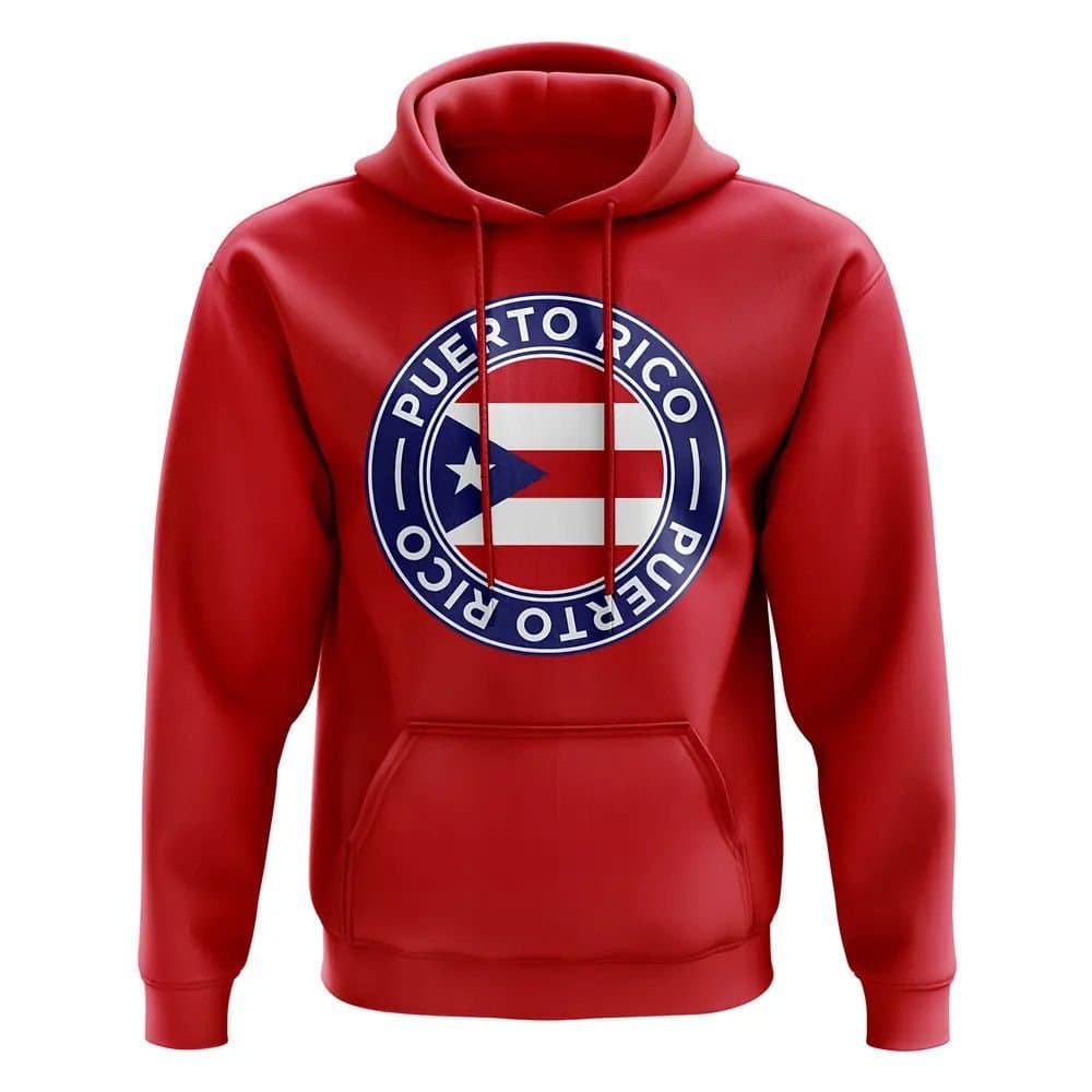 Puerto Rico Puerto Rico Men's Personalised Football Badge Hoodie in Red