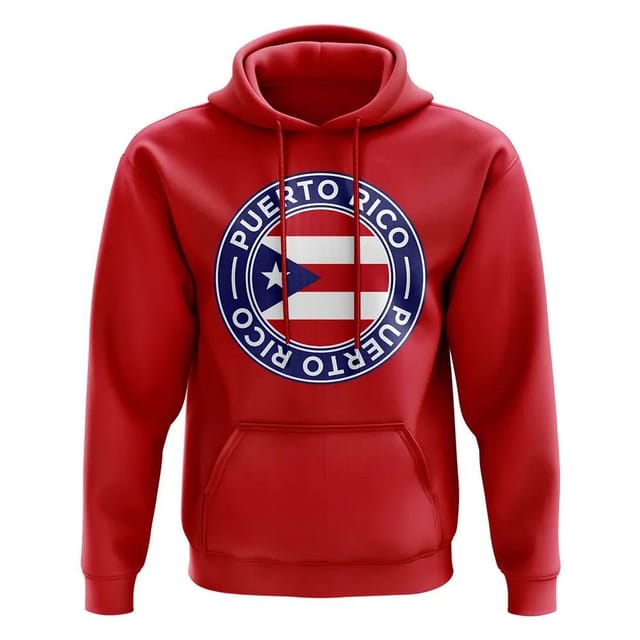 Puerto Rico Puerto Rico Men's Personalised Football Badge Hoodie in Red - 2
