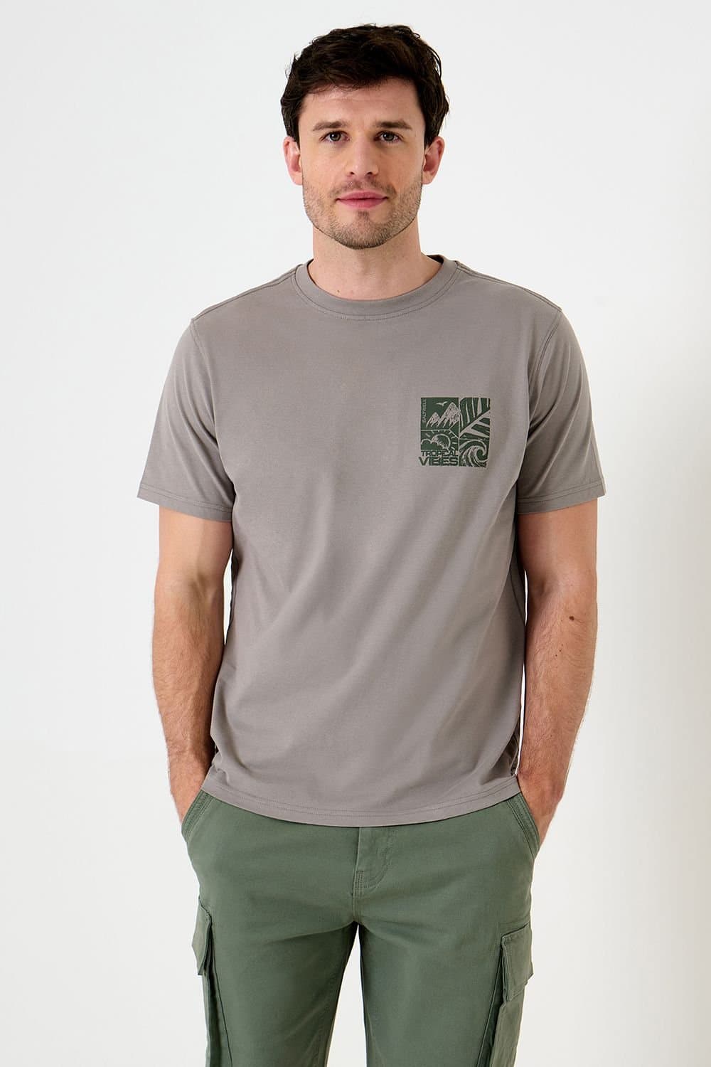 Saltwell Saltwell Men's Graphic Print Cotton T-Shirt in Grey