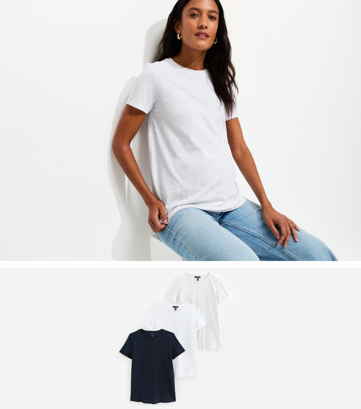 New Look Women's Maternity Pack of 3 Grey Crew Neck T-Shirts New Look