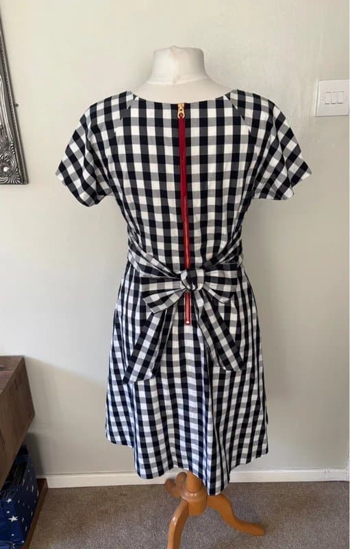 Joules Joules dark navy blue & white gingham check dress