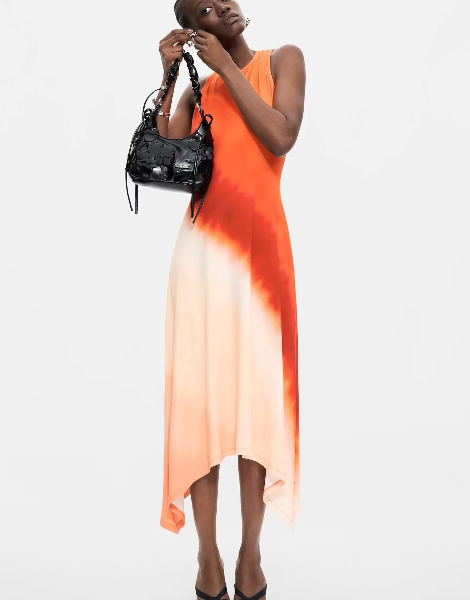 ASOS Desigual Sleeveless knit dress in coral