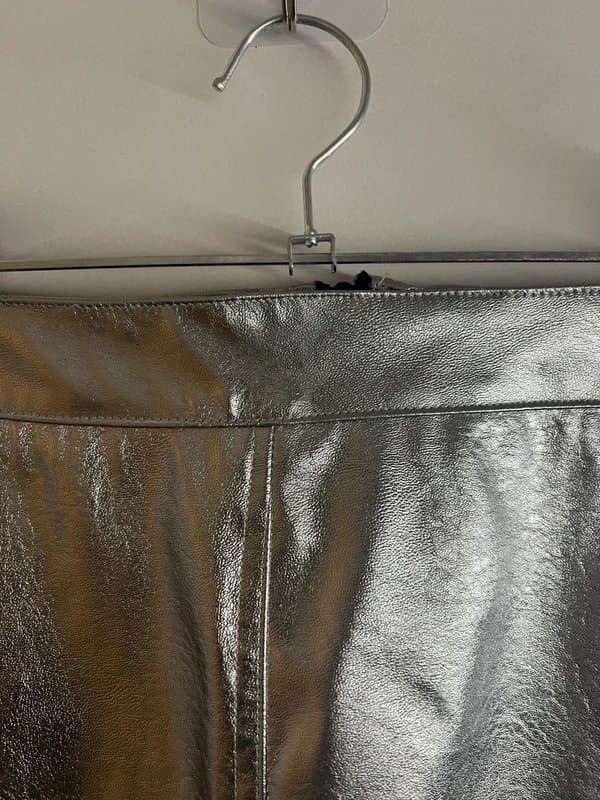 New Look Silver faux leather miniskirt