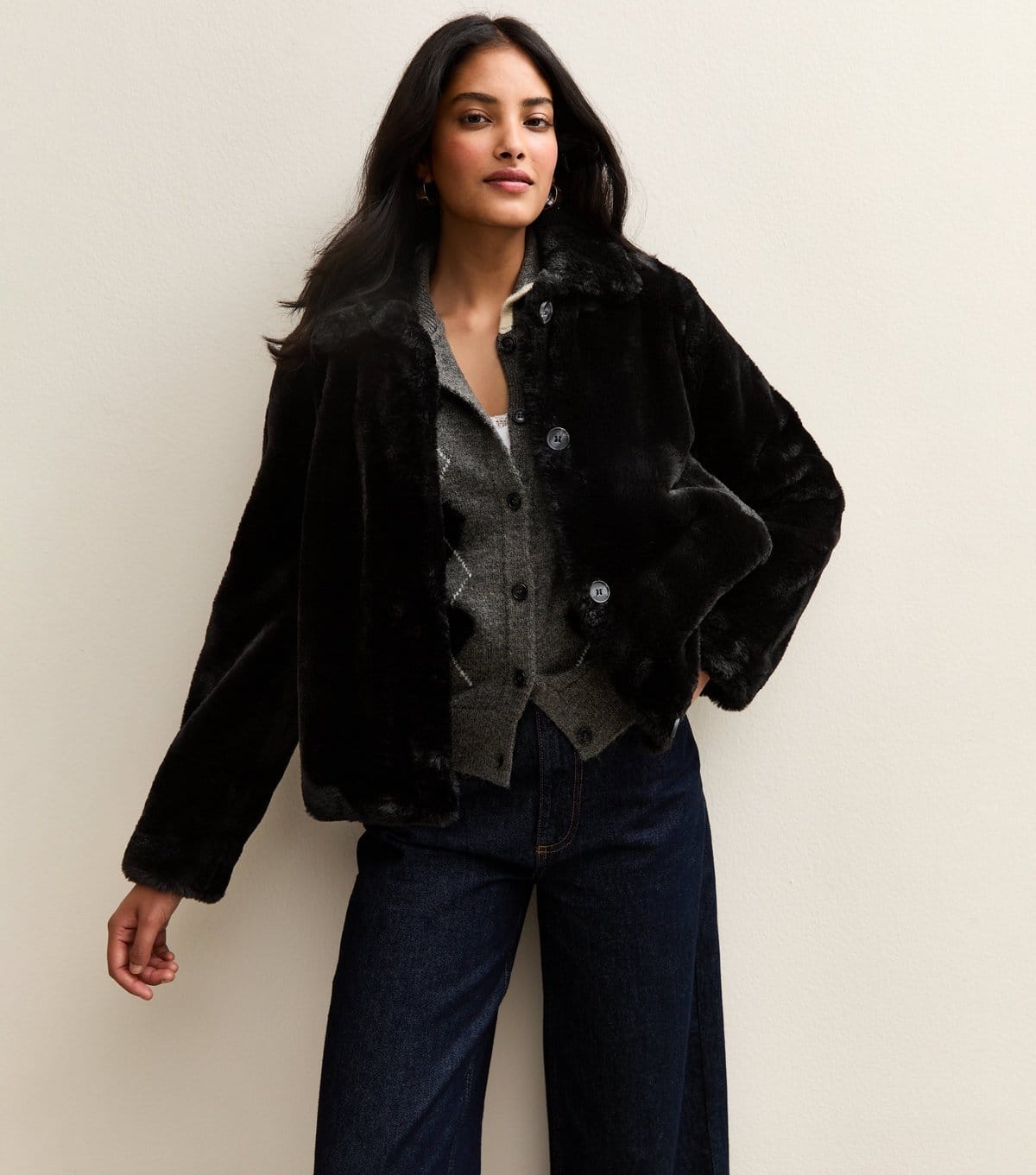 Women's Black Faux Fur Jacket New Look