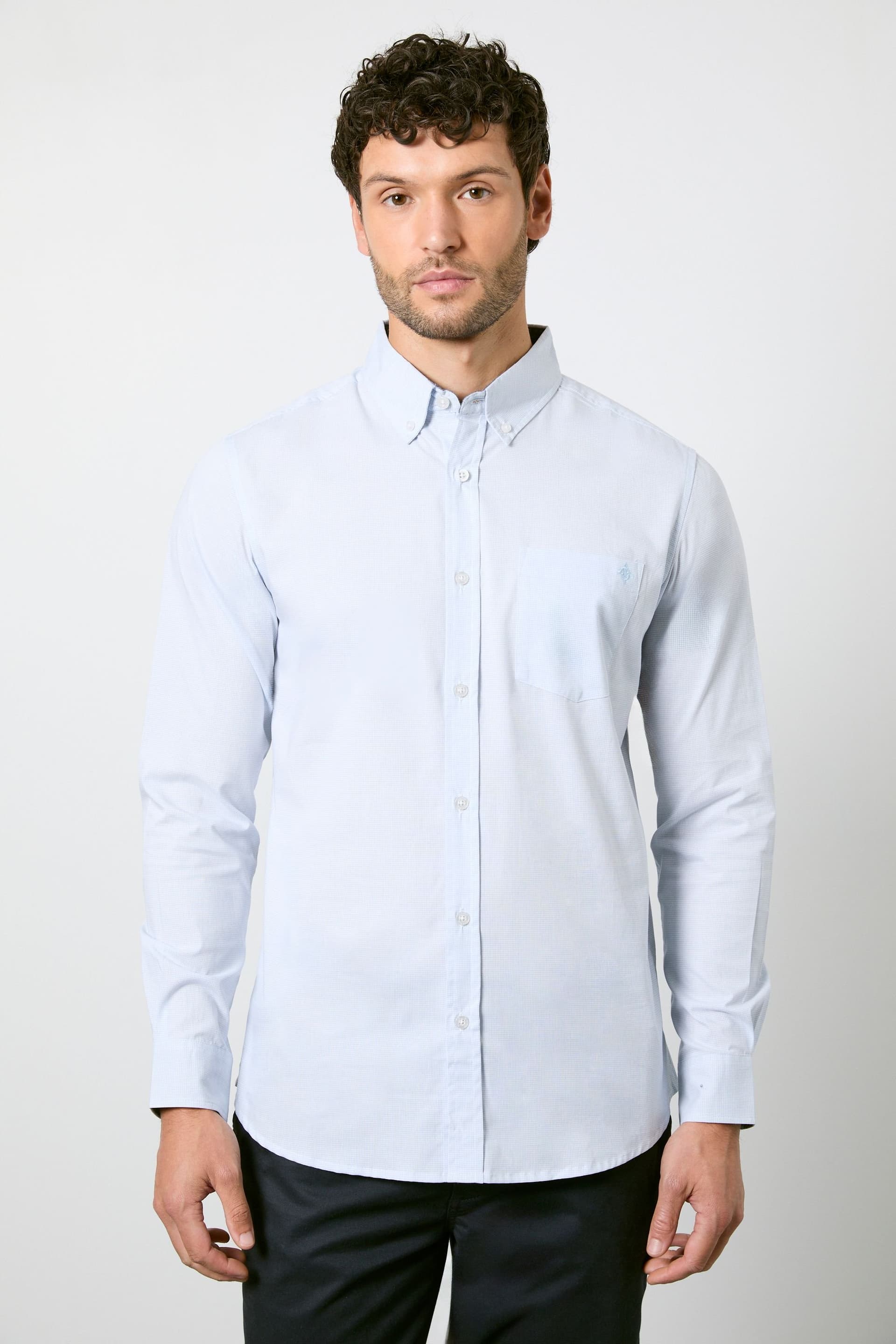 Maine Maine Men's Light Blue Check Long Sleeve Shirt