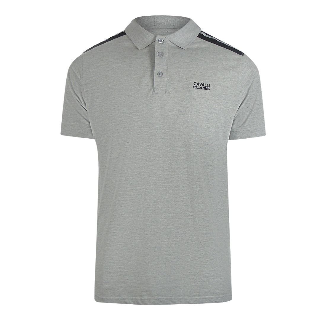 Cavalli Class Cavalli Class Men's Taped Shoulders Grey Polo Shirt - 2