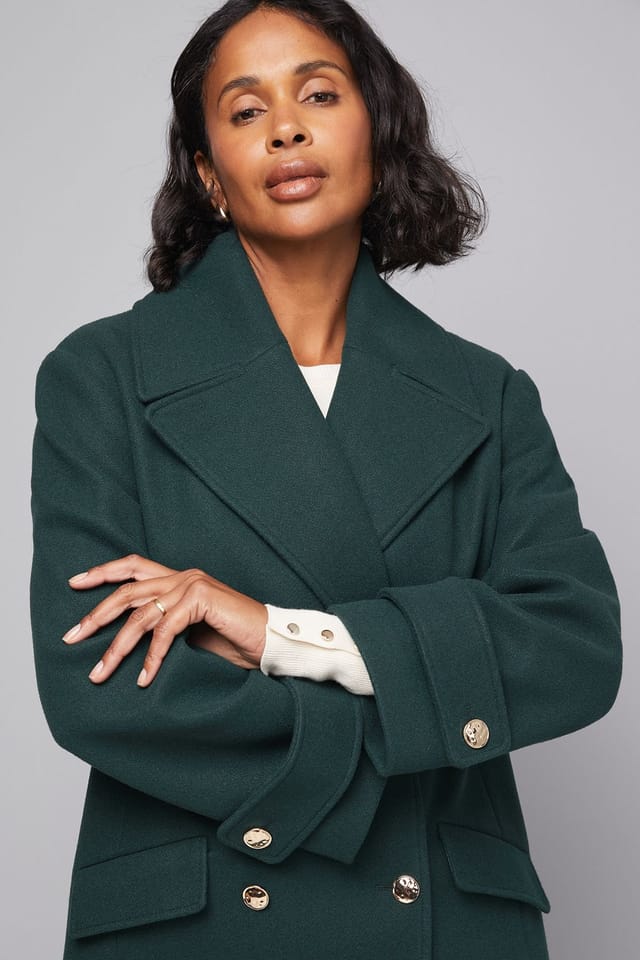 Wallis Wallis Women's Mid Length Double Breasted Coat in Dark Green - 3
