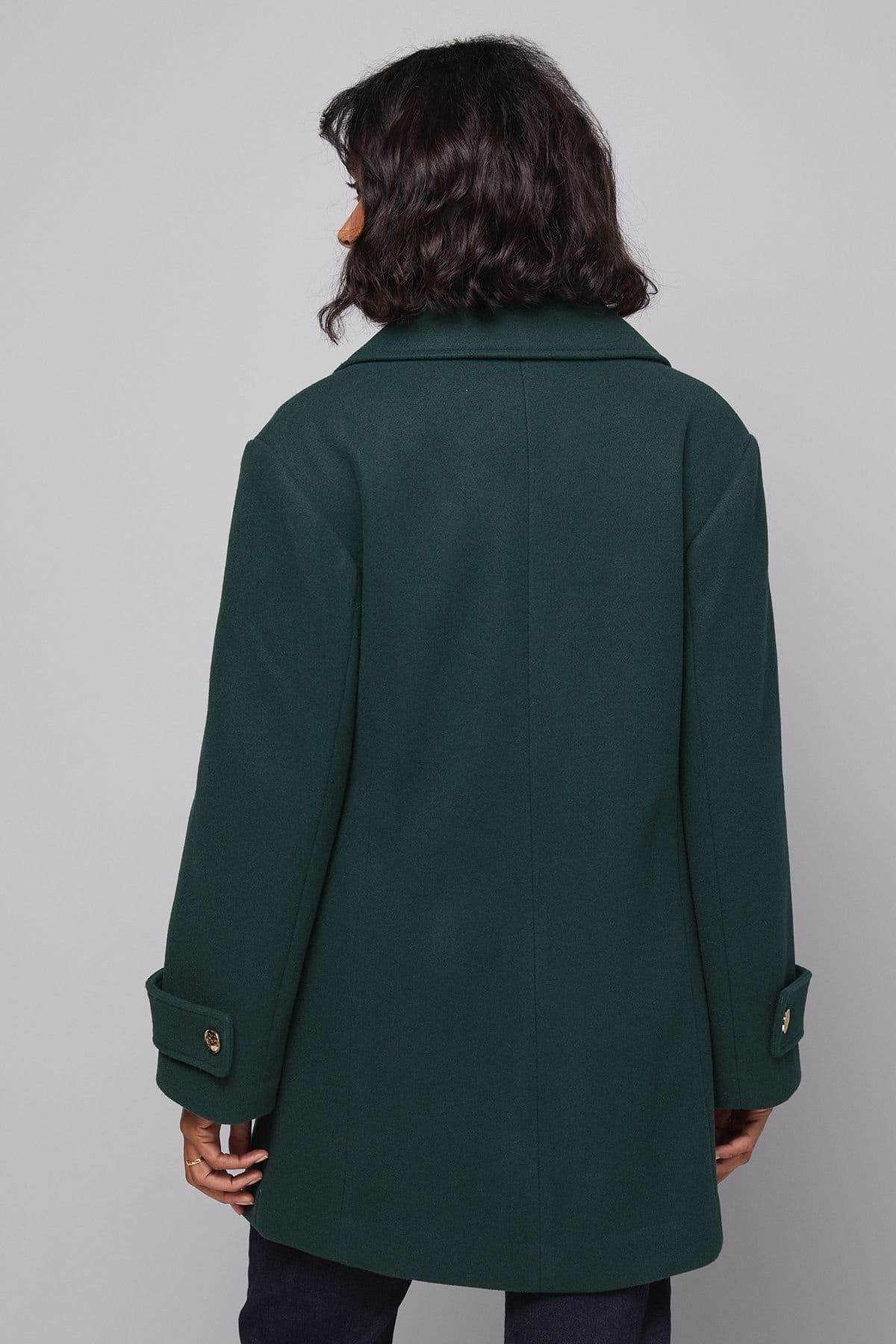Wallis Wallis Women's Mid Length Double Breasted Coat in Dark Green - 4