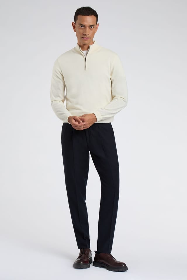 Melka Melka Men's Zip Neck Jumper in Beige - 2