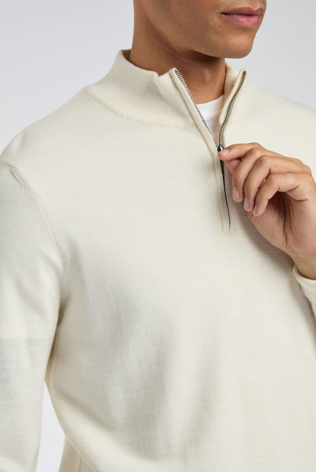 Melka Melka Men's Zip Neck Jumper in Beige - 3