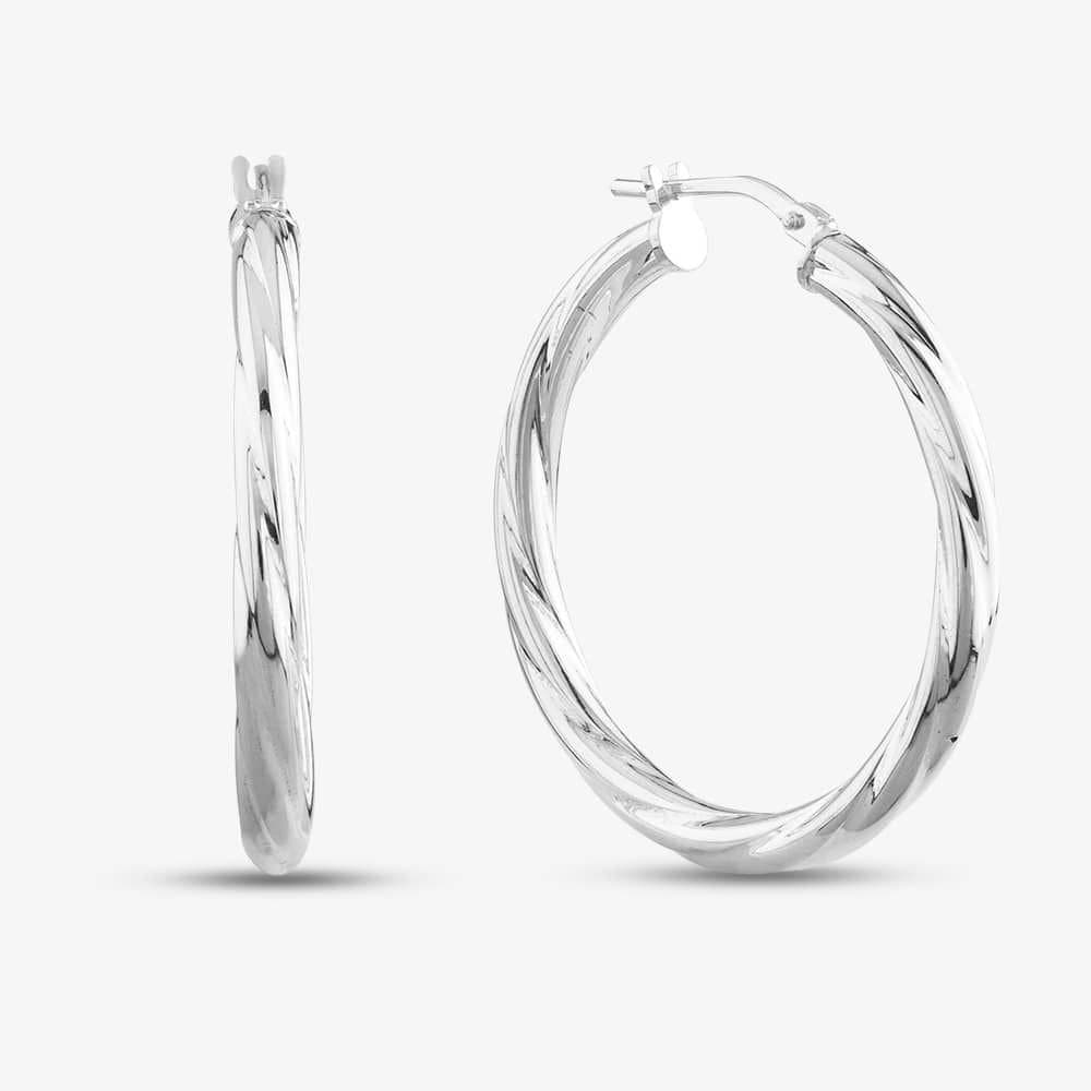 T.H.Baker T.H.Baker Women's Silver Twisted Hoop Earrings 8-53-9039