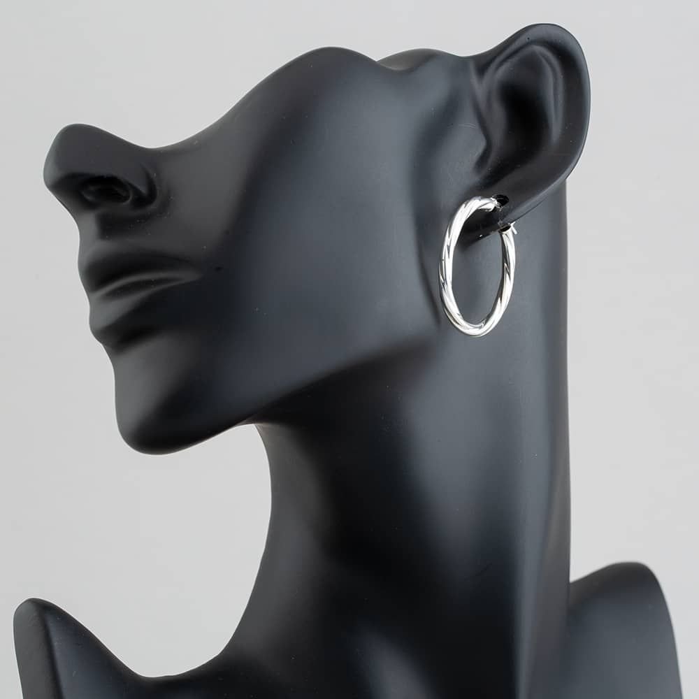 T.H.Baker T.H.Baker Women's Silver Twisted Hoop Earrings 8-53-9039 - 3