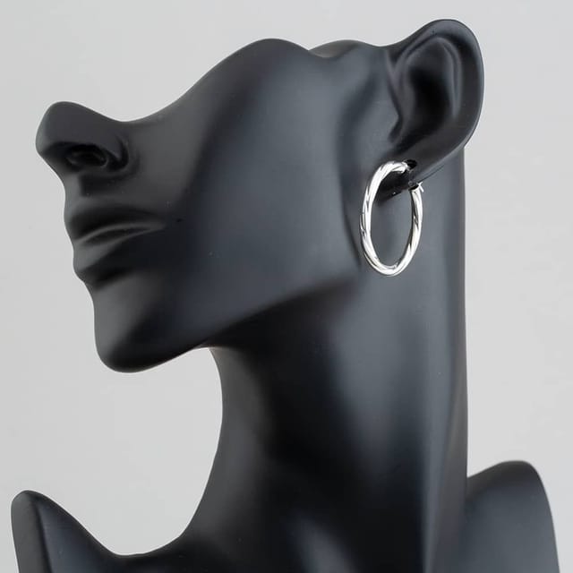 T.H.Baker T.H.Baker Women's Silver Twisted Hoop Earrings 8-53-9039 - 3