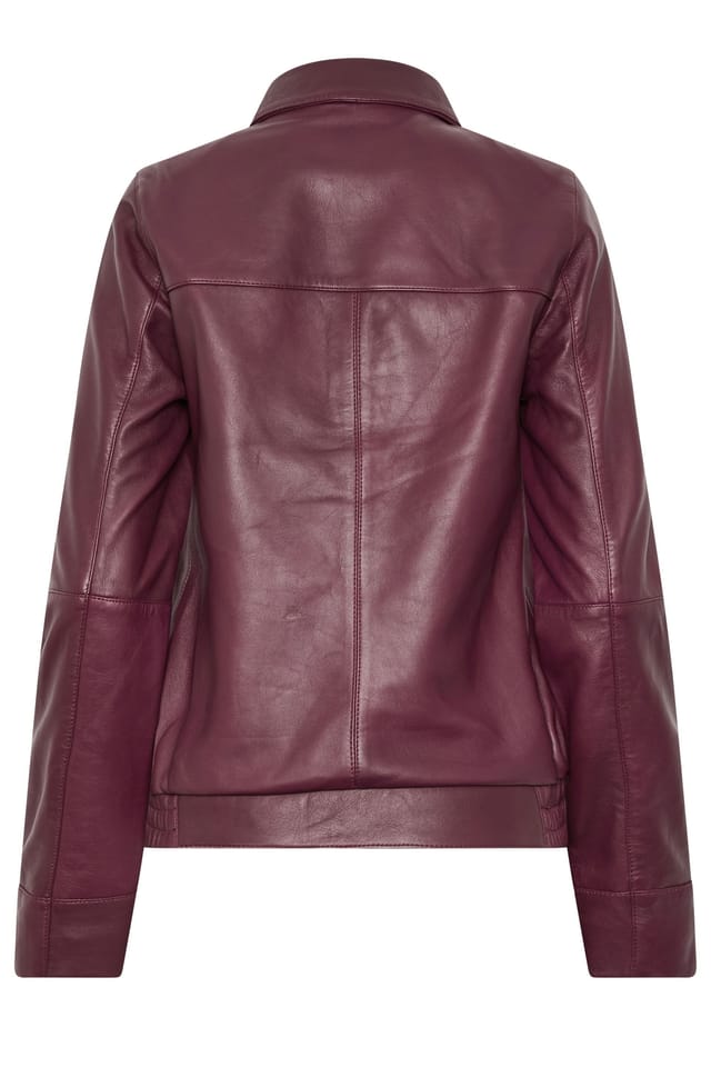 Long Tall Sally Long Tall Sally Women's Tall Leather Biker Jacket in Burgundy - 3