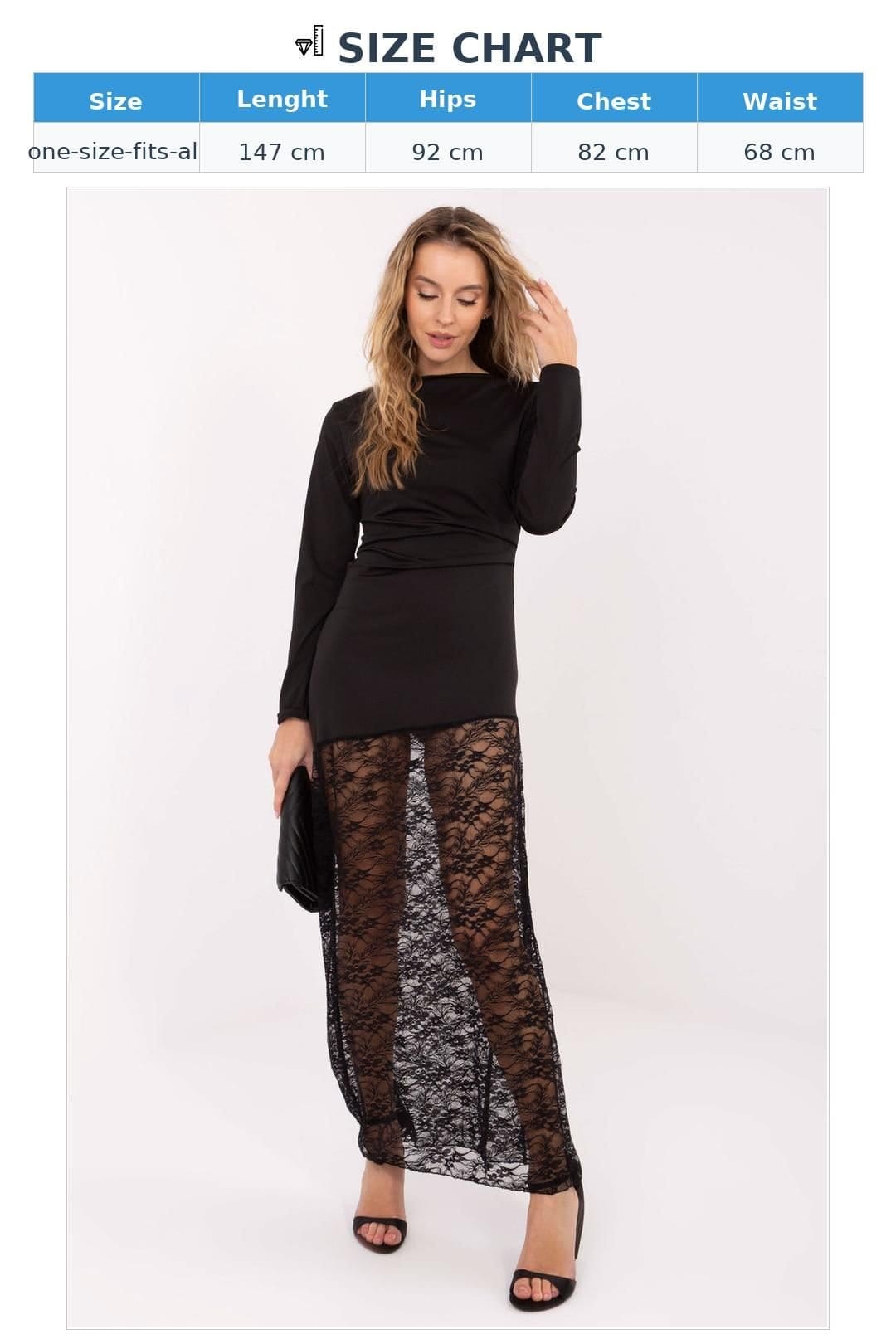 Love Lace Love Lace Women's Elegant Lace Pencil Maxi Dress with Ruching in Black - 4