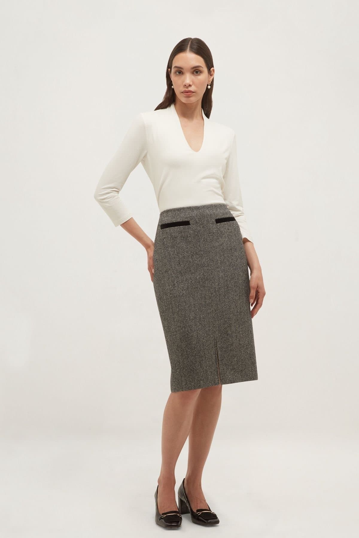 Hobbs London Hobbs London Women's Delphine Skirt in Charcoal