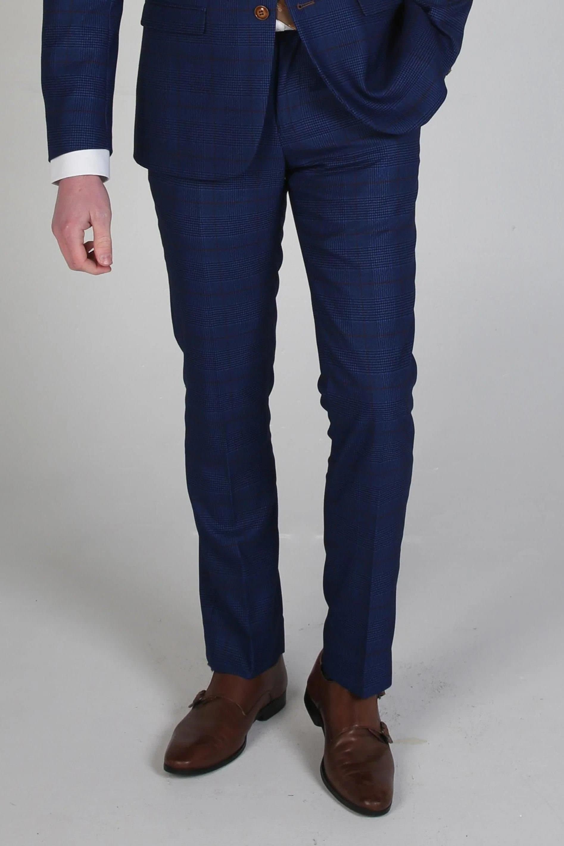 Paul Andrew Paul Andrew Men's Alex Check Wedding Trouser in Navy