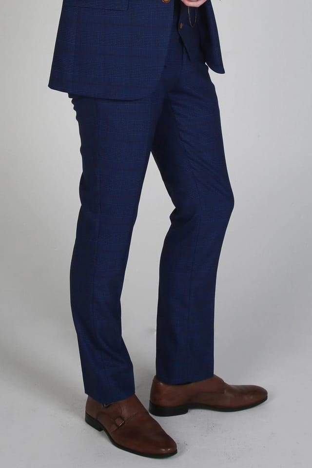 Paul Andrew Paul Andrew Men's Alex Check Wedding Trouser in Navy - 2