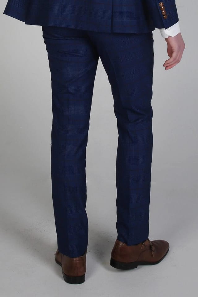 Paul Andrew Paul Andrew Men's Alex Check Wedding Trouser in Navy - 3