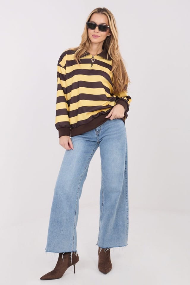 Love Lace Love Lace Women's V Neck Striped Viscose Elastane Blouse in Yellow - 2