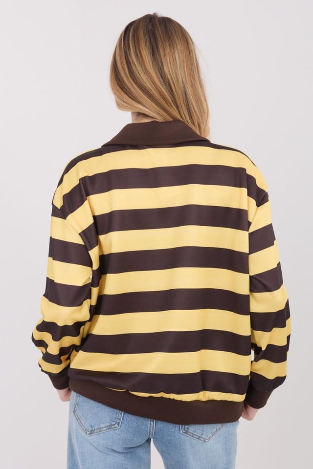 Love Lace Love Lace Women's V Neck Striped Viscose Elastane Blouse in Yellow - 3