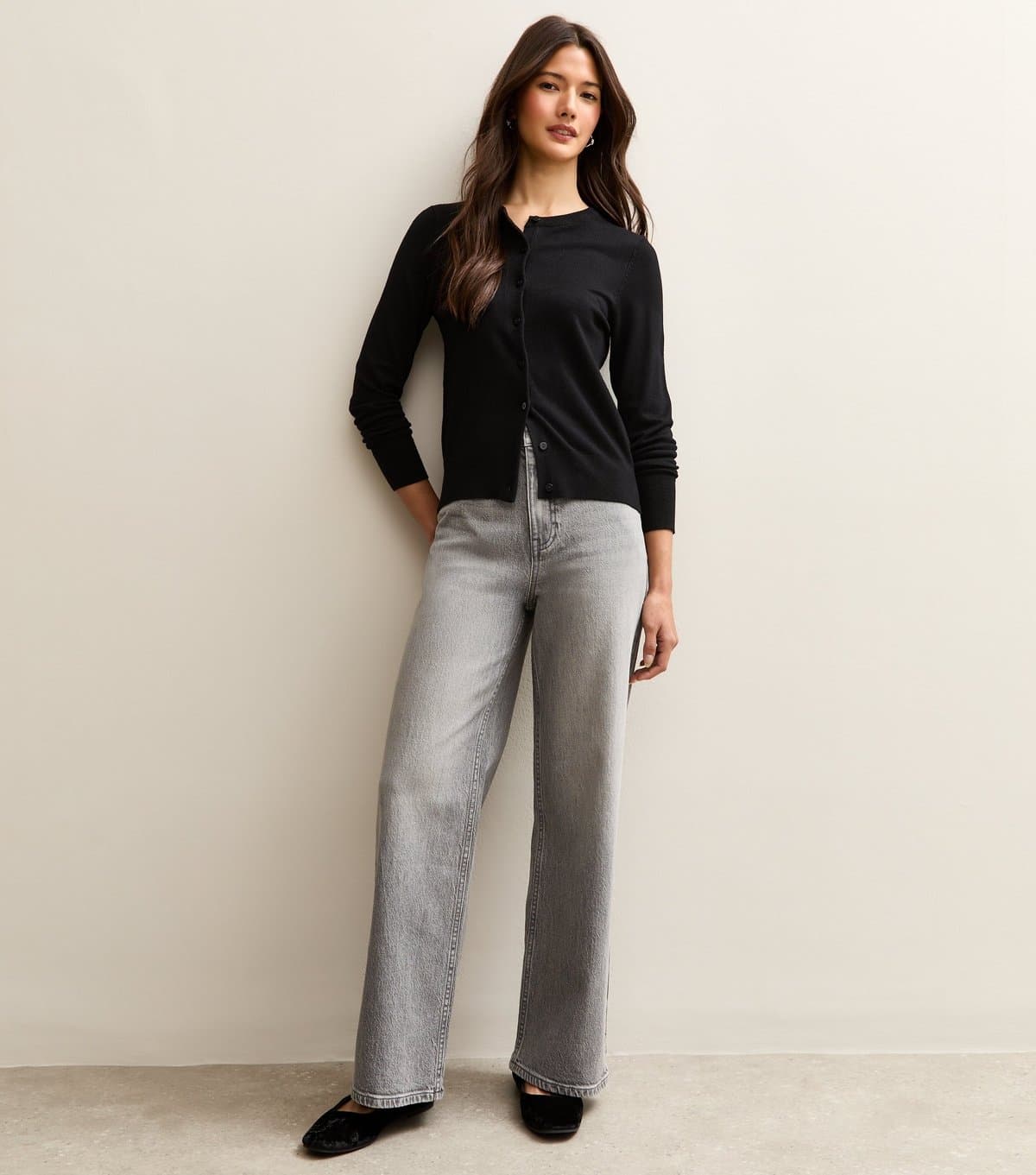 New Look Women's Light Grey Adalae Wide Leg Comfort Stretch Jeans New Look