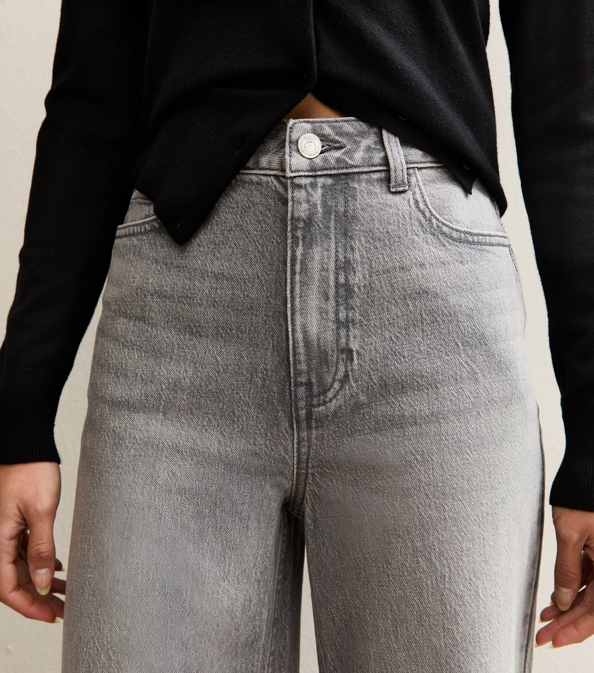 New Look Women's Light Grey Adalae Wide Leg Comfort Stretch Jeans New Look - 4