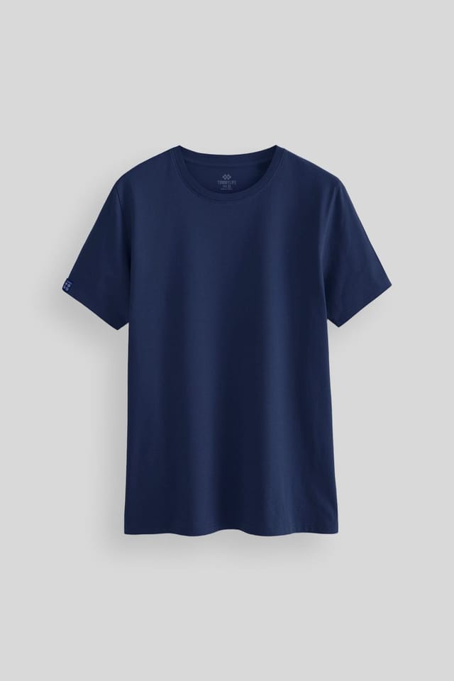 Tommy Life Tommy Life Men's Cotton Elastane Crew Neck T-Shirt in Dark Blue - 2