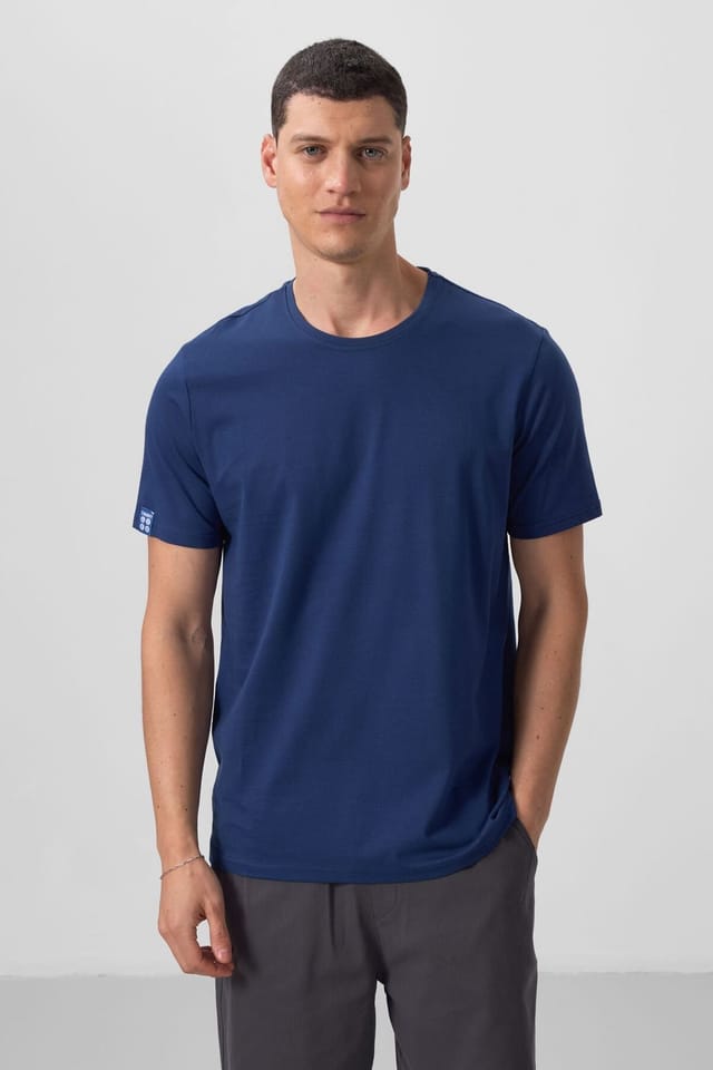 Tommy Life Tommy Life Men's Cotton Elastane Crew Neck T-Shirt in Dark Blue - 3