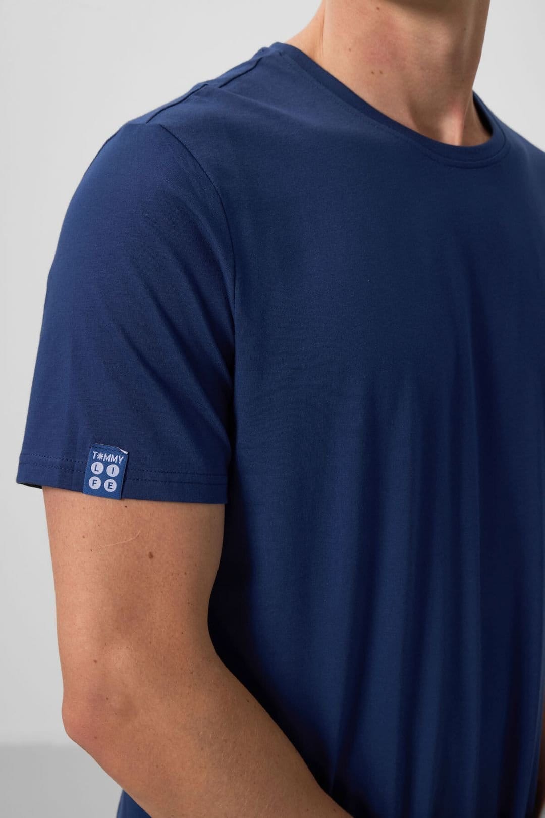 Tommy Life Tommy Life Men's Cotton Elastane Crew Neck T-Shirt in Dark Blue - 4