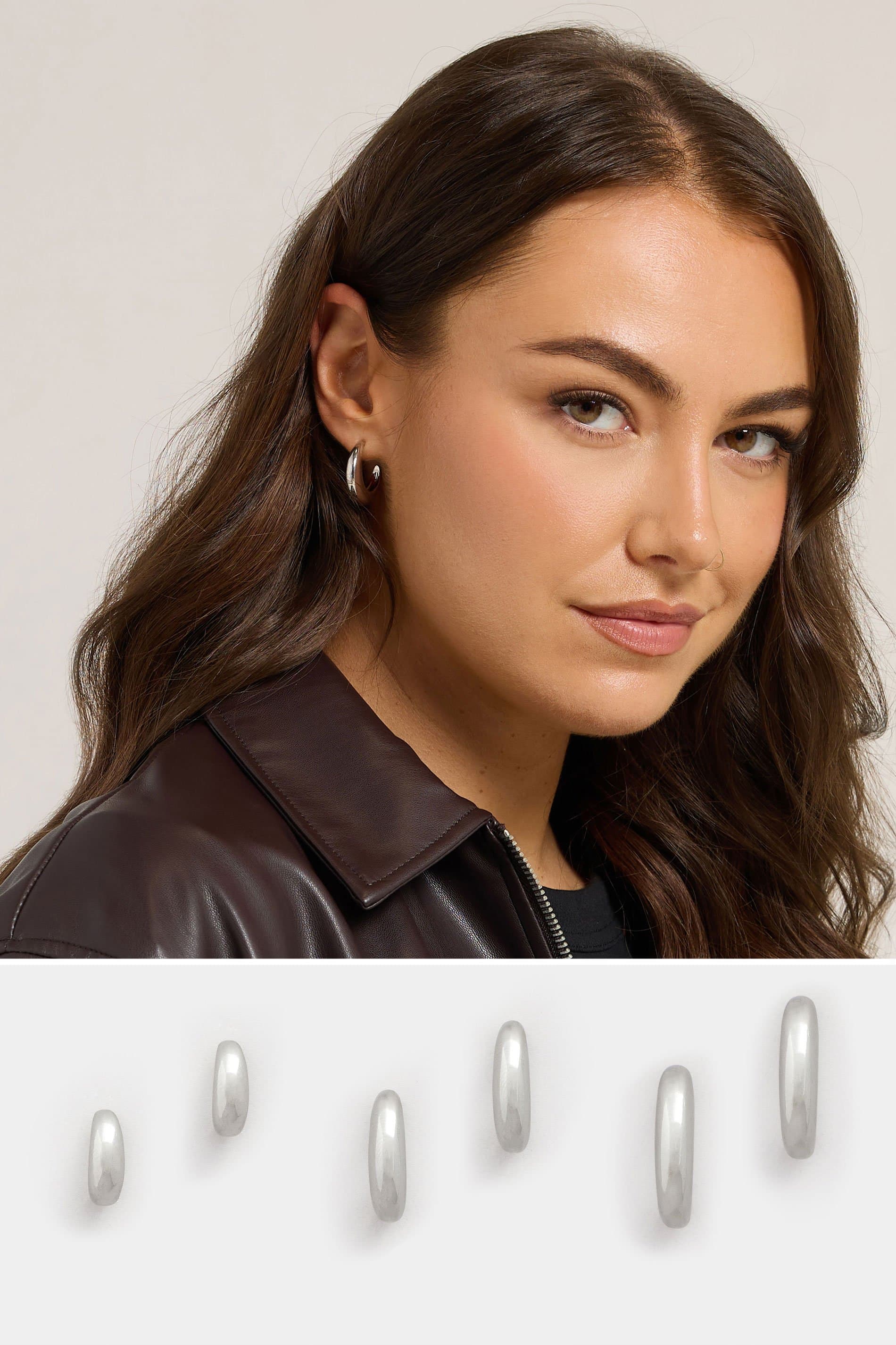 Yours 3 Pack Silver Tone Large Hoop Earrings Set