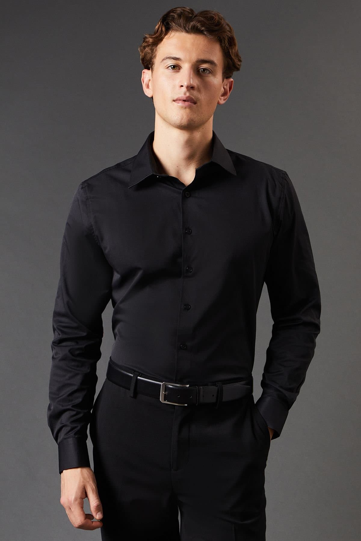 Burton Burton Men's Black Slim Fit Long Sleeve Shirt