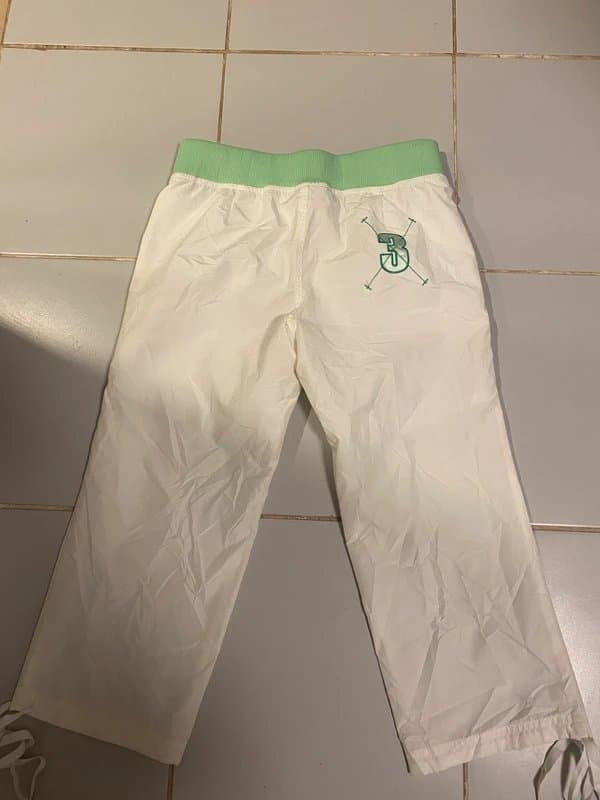 adidas Vintage rare y2k white and lime green adidas sporty cargo capris with tie up bottoms