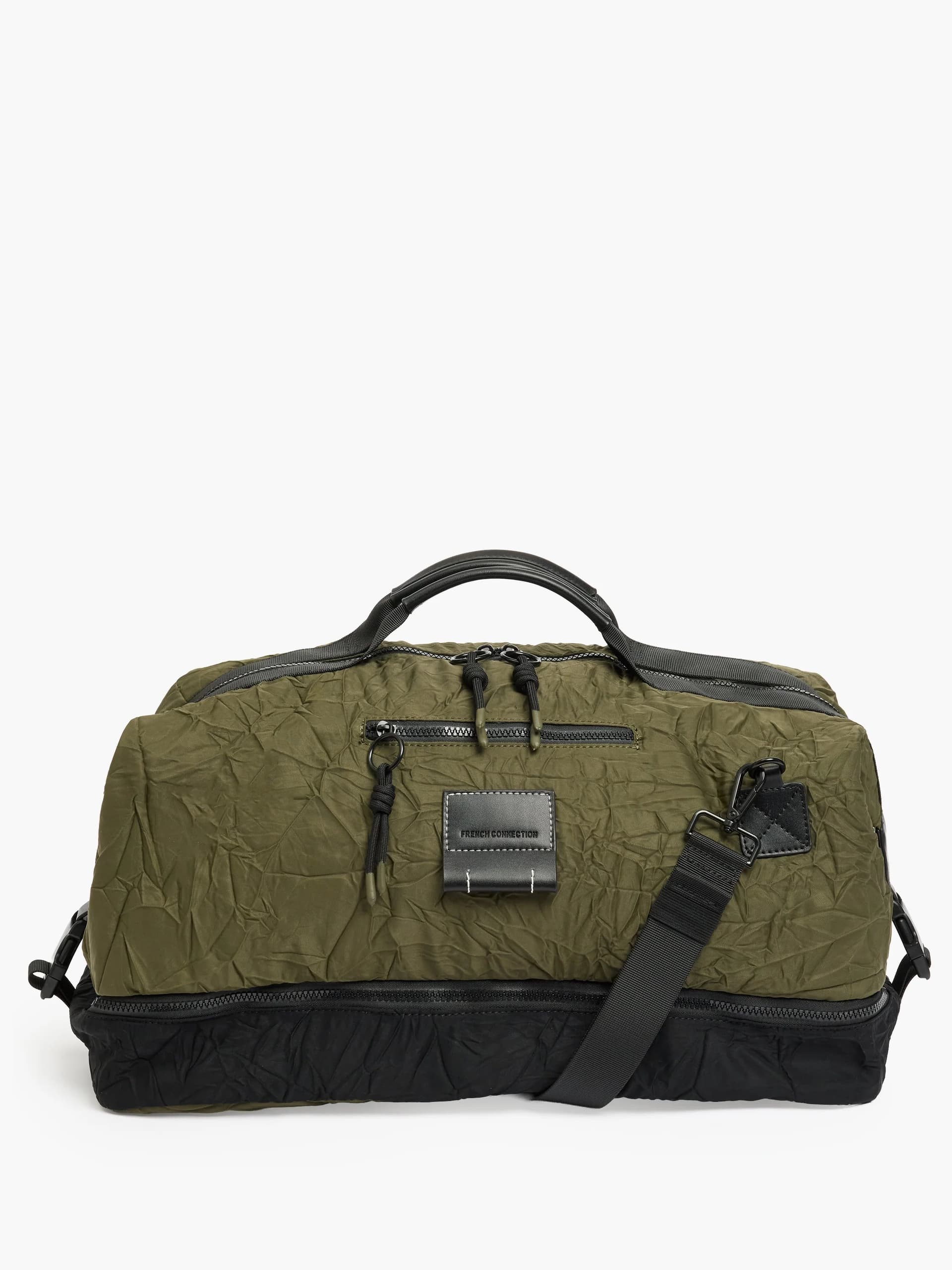 French Connection French Connection Khaki Green/Black Crinkle Holdall Gymbag