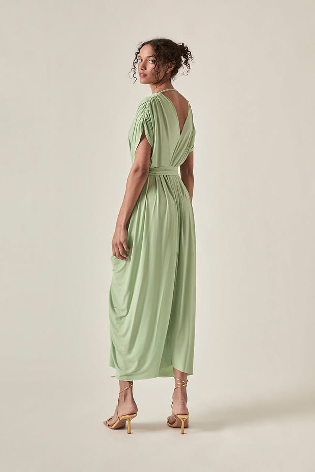 James Lakeland James Lakeland Women's Sage Green Draped Midi Dress in Light Green - 2