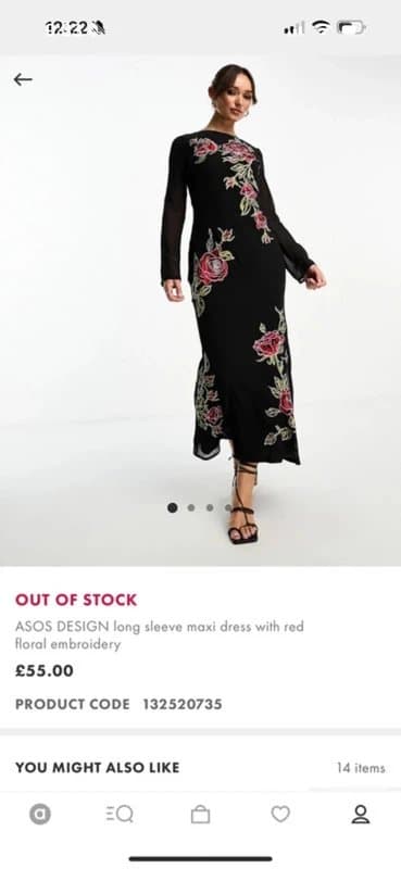 ASOS ASOS Black and Red Rose Maxi Dress