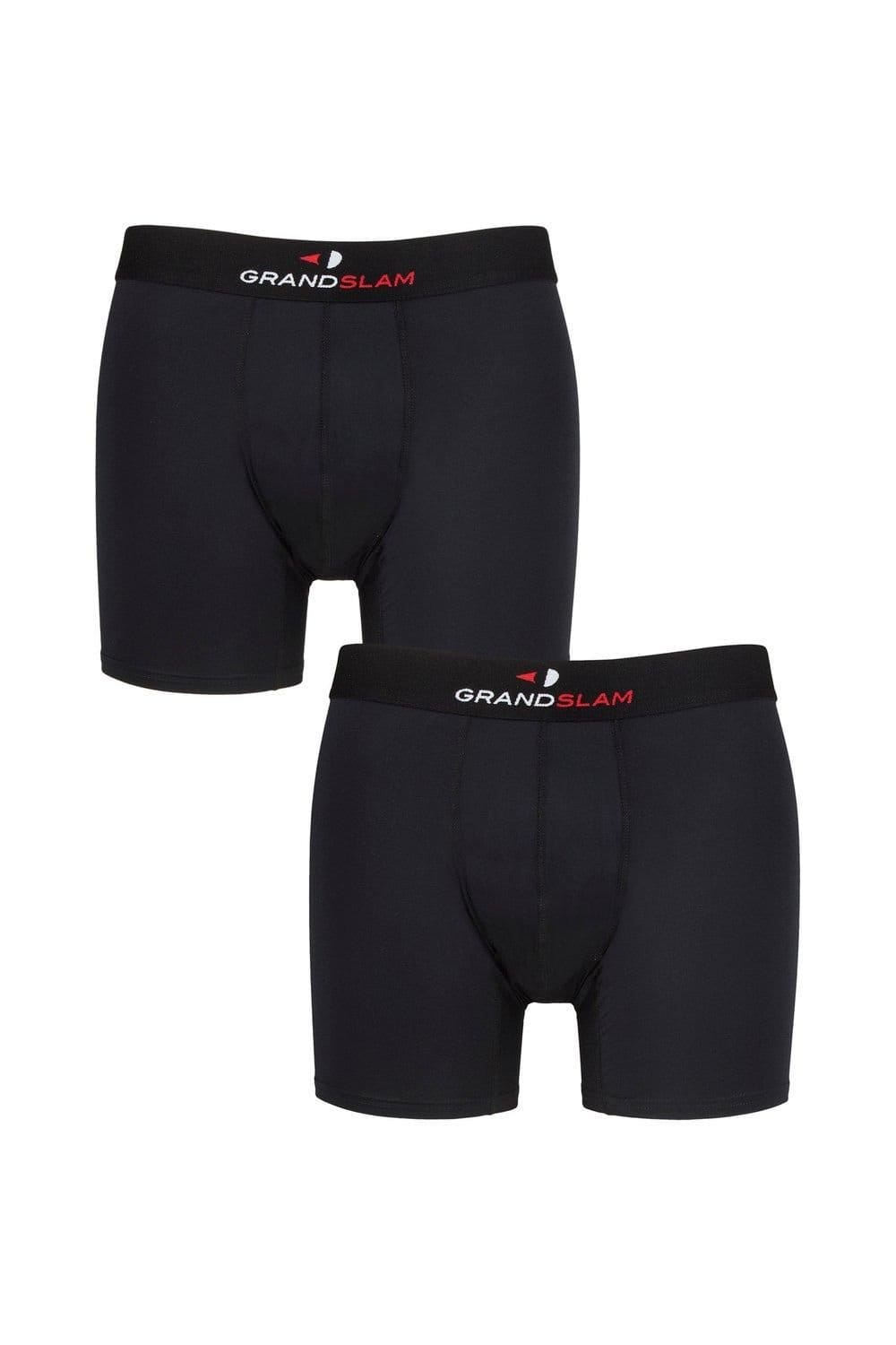 Grandslam Grandslam Men's 2 Pair Shaped Pouch Microfibre Trunks in Black - 1