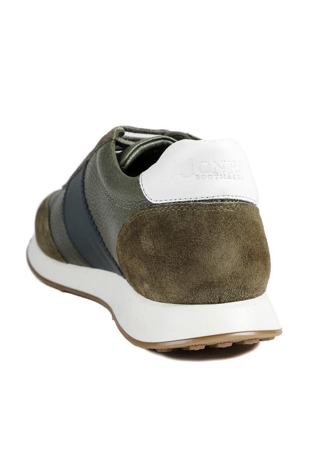 Jones Bootmaker Jones Bootmaker Men's Silvio Leather & Suede Low-Top Trainer in Khaki - 3